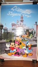 VINTAGE DISNEY POSTER 35 YEARS OF MAGIC Mickey Minnie VG+ Shape Rare Disneyland picture