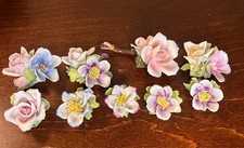 Vintage Capodimonte Porcelain Floral Sculptures Crown N Roses Lot of 9 picture