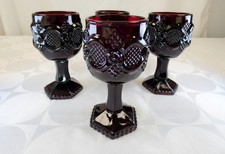 VTG Avon Ruby Red Cape Cod Collection Mini Sherry Goblets Four Mint picture