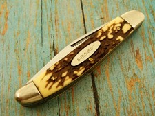 VINTAGE SHARP 380 JAPAN STAGLON DOGLEG STOCKMAN POCKET KNIFE FOLDING KNIVES TOOL picture
