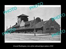 OLD 8x6 HISTORIC PHOTO OF EVERETT WASHINGTON VIEW OF THE RAILROAD DEPOT c1910 picture