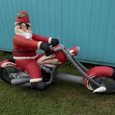 Inflatable 9 foot long Santa on Motorcycle (PRE OWNED) picture