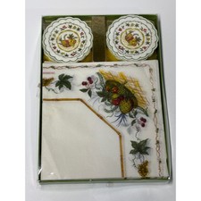 Vtg Freund-Mayer Harvest Motif Napkins Coasters Boxed Set Made in England NOS picture