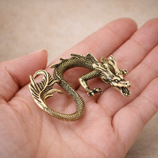 Vintage Metal Dragon Figurine Handmade Brass Style Mini Dragon Symbol Decor 2 in picture