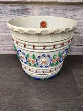 Vintage 70’s MCM Lawn Ware Flower Pot Planter Beaded Colorful Large Rare picture
