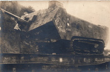 RPPC WWI French Schneider Tank On Railroad Car Real Photo Postcard picture