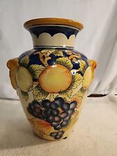 Vtg Hand Painted Deruta Italian Porcelain Vase Urn Grapes Lemons #44 picture
