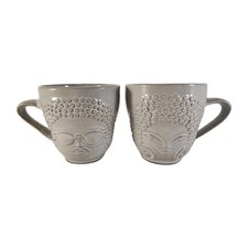 Set of TWO Jonathan Adler RARE Utopia Two-Faced 2-Sided Mugs Ceramic Coffee Cups picture