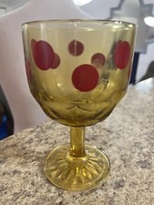 Vintage 1970s Retro Groovy Polka Dot Pedestal Drink Glass CupDesk Pencil Cup picture