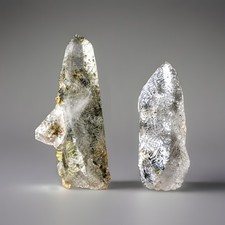 “Phantom Duo” Ganesh Himalayan White-Gray & Green-Black Quartz Pair Two Crystal picture