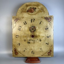 Early 19th C Hand Painted Wooden Clock Dial For Tall Case Clock - Riley Whiting picture