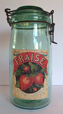 Antique French Country Decor L'IDEALE Canning Jar Glass w/Label
