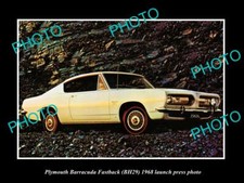 OLD POSTCARD SIZE PHOTO OF 1968 PLYMOUTH BARRACUDA FASTBACK LAUNCH PRESS PHOTO picture