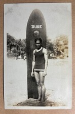 Original RPPC Postcard of Duke Kahanamoku AZO Hawaii Surfing Olympic Champion picture
