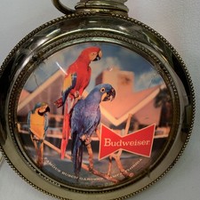 Vintage 1960’s Budweiser Beer Rotating Clock Light Busch Gardens Parrots (works) picture
