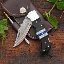 COPPER DAMASCUS Pocket Knife With Rosewood Handle Handmade Custom Folding Knife picture
