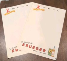 2 -NOS Rare Vtg Krueger Beer Paper Restaurant Advertising Bar Menu Newark NJ NEW picture