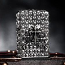Zippo Silver Heavy Armor Cross Lighter – Engraved Windproof Design picture