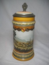 Rare Mettlach C. Warth Stein #1795 Circa 1887 View of Freiburg 1/2L See Listing picture