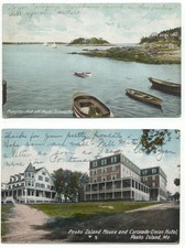 Peaks Island ME Lot of 2 Old Postcards Maine picture
