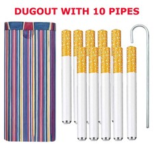 Wooden Dugout Pipe Self Cleaning Metal Bat Poker Smoking Pipe One Hitter Kit US picture