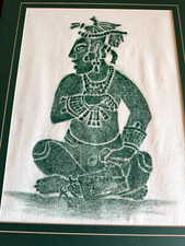 MAYAN PERSONAJA PALENQUE VINTAGE TEMPLE RUBBING CHIADAS CIRCA 65 AD picture
