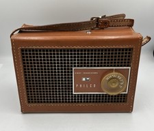 1960 PHILCO Model T-802-124 Vintage Transistor Portable Radio Leather Wrapped picture