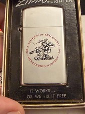 VINTAGE 1974 WINCHESTER ADVERTISING SLIM ZIPPO LIGHTER IN BOX picture