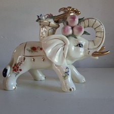 Vintage Oriental Asian Porcelain Hand Painted Elephant Figurine picture
