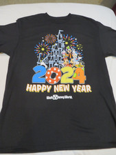 Disney World 2024 Happy New Year Mickey & Friends Castle Adult T-Shirt Large NEW picture