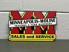 MM Minneapolis Moline Thick Metal Diecut Sign Farm Tractor Diesel Gas Oil Truck picture