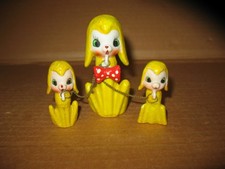 Vtg Big Eyed Yellow Lamb W/Red Bow Tie & Kids Figurines Arnart Japan picture