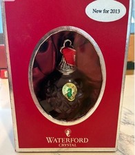 Waterford Ruby Red Ball Annual Cased Crystal Cut to Clear Ornament 2013 #161066 picture