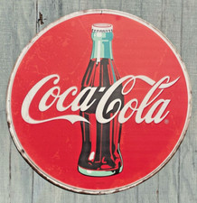 LARGE 36IN Classic Coke Glass Bottle Coca-Cola Antique Style METAL Hanging Sign picture