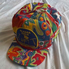Vintage Alaska Gold Prospectors Club Hat San Sun Taiwan Psychedelic Rope Cap picture