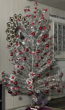 Vintage 9ft Aluminum Silver Christmas Tree  picture