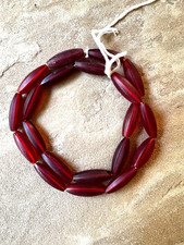 Vintage Czech Red Faceted Bohemian Trade Beads Pomegranate Red Glass 20 Beads picture
