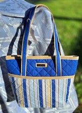 Longaberger Homestead Set Quilted Cabana Stripe tote handbag coin purse zippered picture