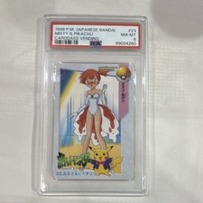Bandai 1998 Pokémon Carddass Vending #23 Misty & Pikachu Japanese PSA 8 picture