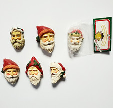 Vintage 1995 Old World Santa Face Magnets Set of 6, Resin Christmas Hand Painted picture