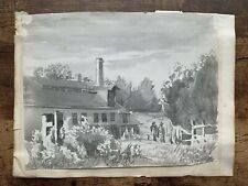 Old Landscape Art Painting Antique Watercolor Painting Dated 1863 picture