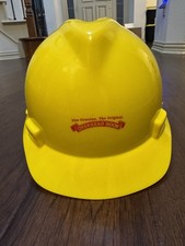 Vintage Overhead Door MSA V-Gard Hard Hat Yellow Advertising Collectible Medium picture