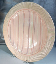 Large VTG Roy Hamilton Studio Art Pottery Charger ~ Pink & White ~ 14