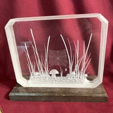 Fox Studio Art Engraving Mushrooms & Spider Signed Wood Stand Outdoors/Woodland picture