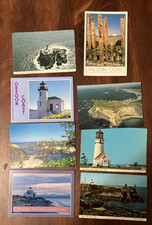 8 Oregon Coast Pacific Ocean Lighthouses Nautical Postcard Lot AD picture