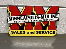 MM Minneapolis Moline Thick Metal Diecut Sign Farm Tractor Diesel Gas Oil Truck picture