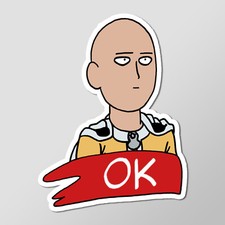 One Punch Man Saitama OK Anime Vinyl Sticker 2.5