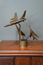 Antique WWII Trench Art Airplane Ashtray Paperweight Military 1945 Vintage Army picture