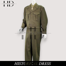 WWII US Army Uniform | 1944 Olive Wool Jacket & Pants | Reenactment Suit picture