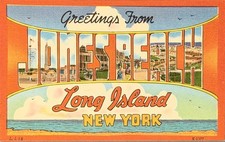 Large Letter Greetings from Jones Beach Long Island NY Linen 1945 Postcard picture